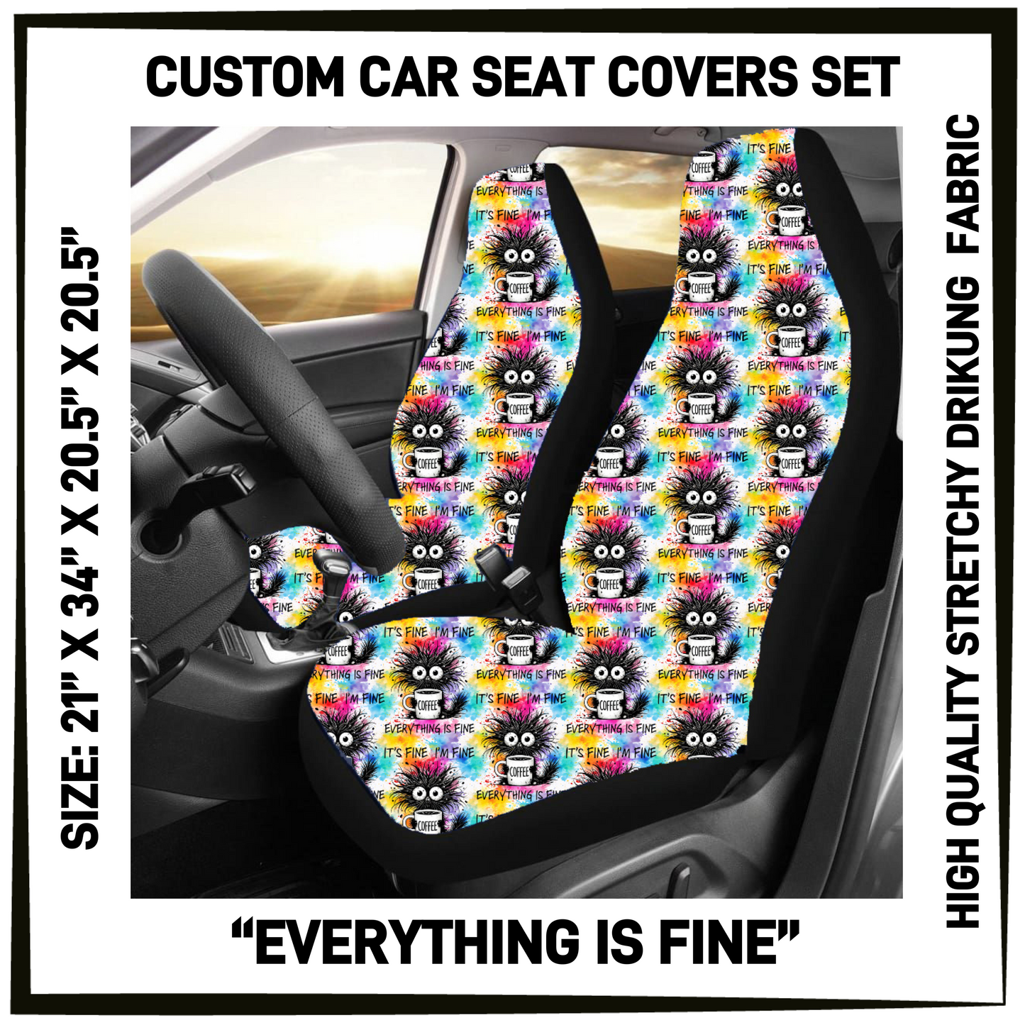 4CAR - Everything is Fine Car Seat Covers Set of 2 - Preorder Closing 5/12 ETA: Mid-July