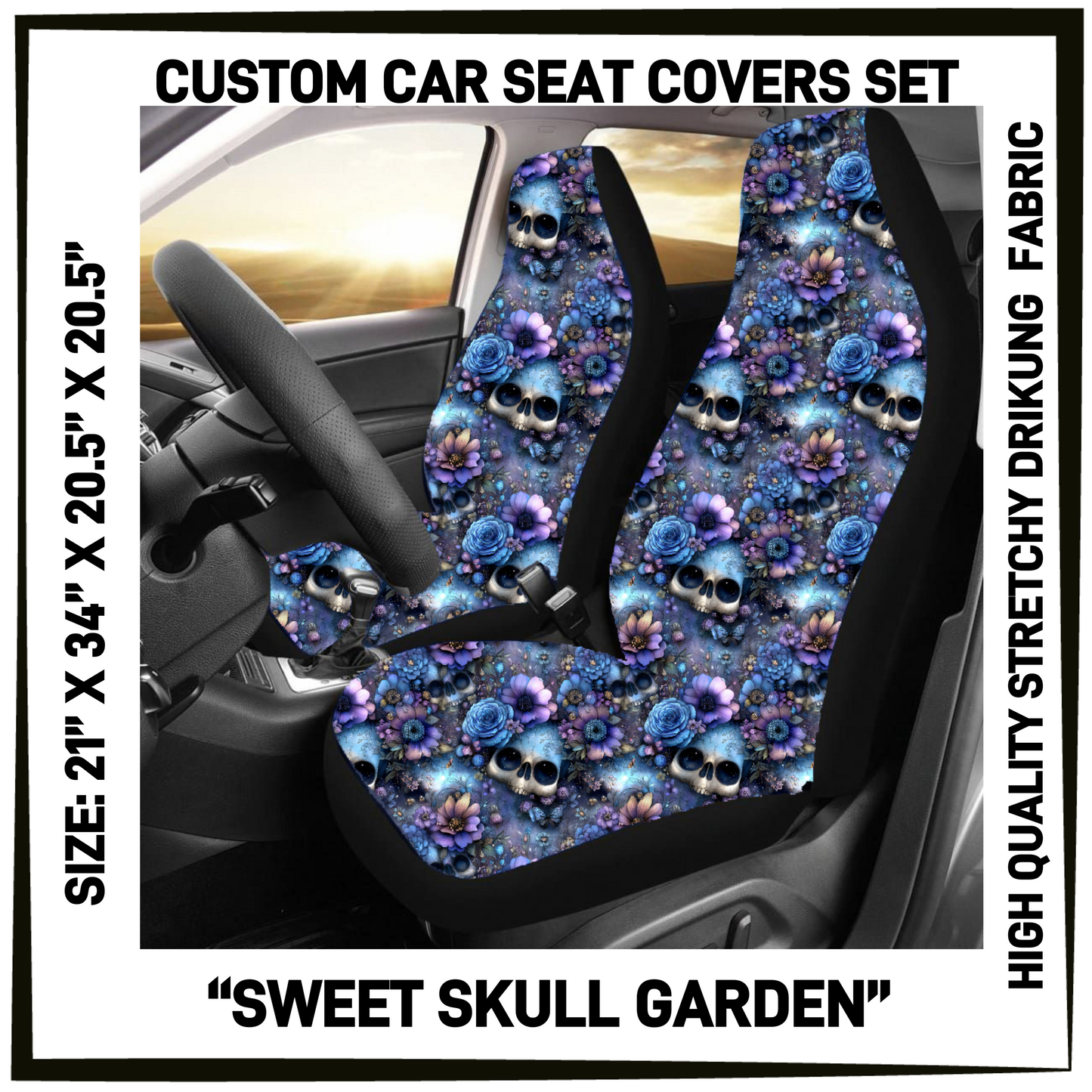 4CAR - Sweet Skull Garden Car Seat Covers Set of 2 - Preorder Closing 5/12 ETA: Mid-July