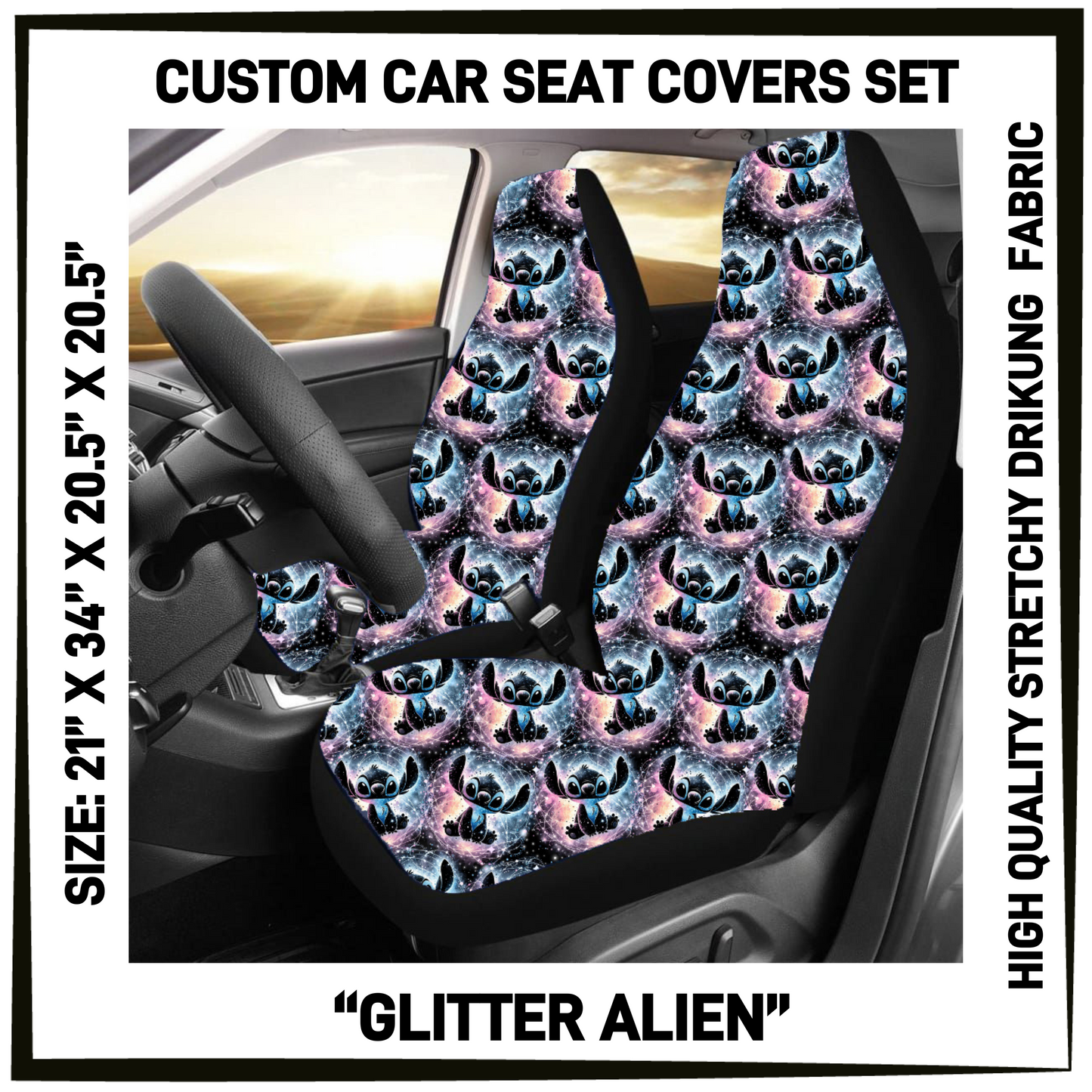 4CAR - Glitter Alien Car Seat Covers Set of 2 - Preorder Closing 5/12 ETA: Mid-July