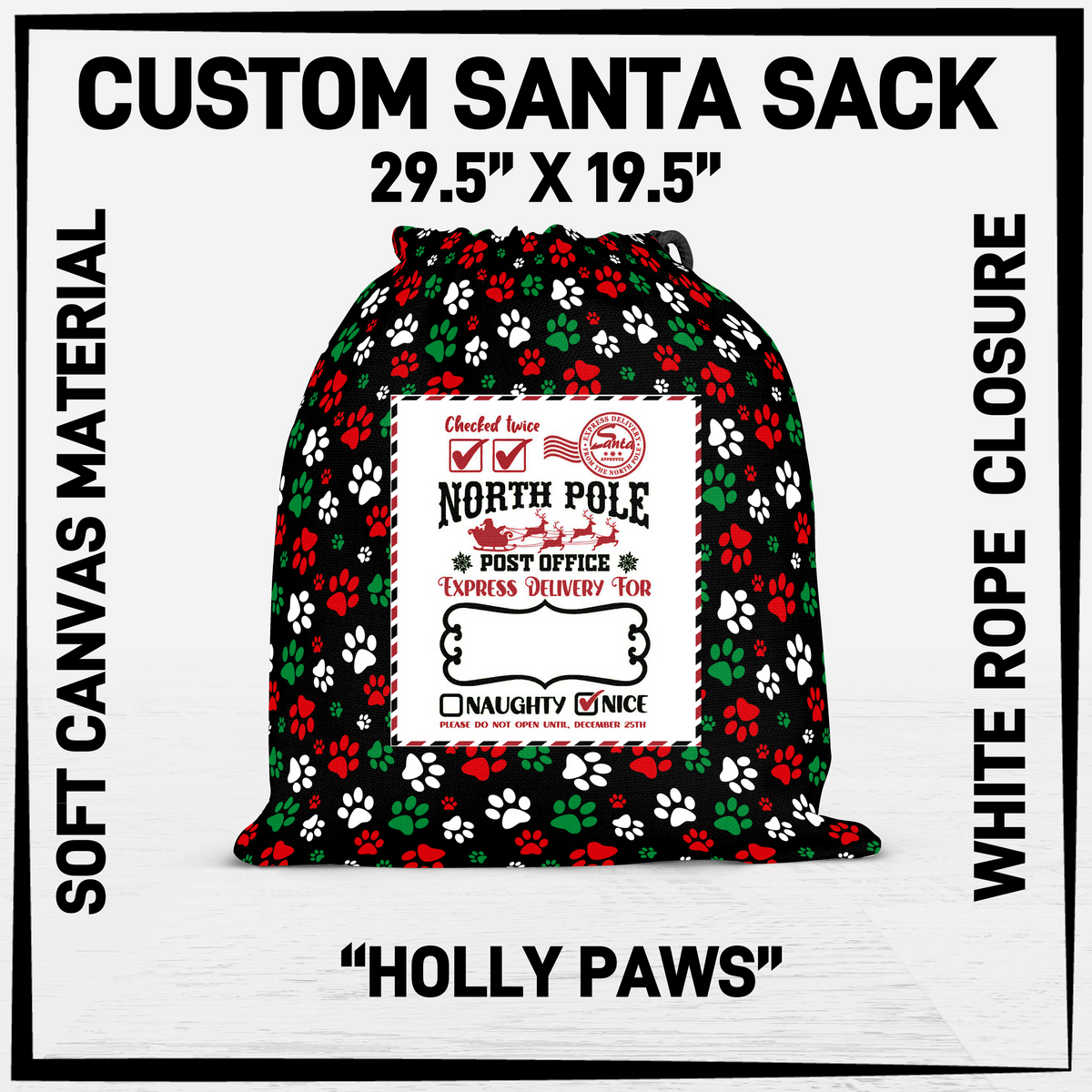 SNCS - Holly Paws Santa Sack - Preorder Closing 9/17 ETA: Mid-Dec