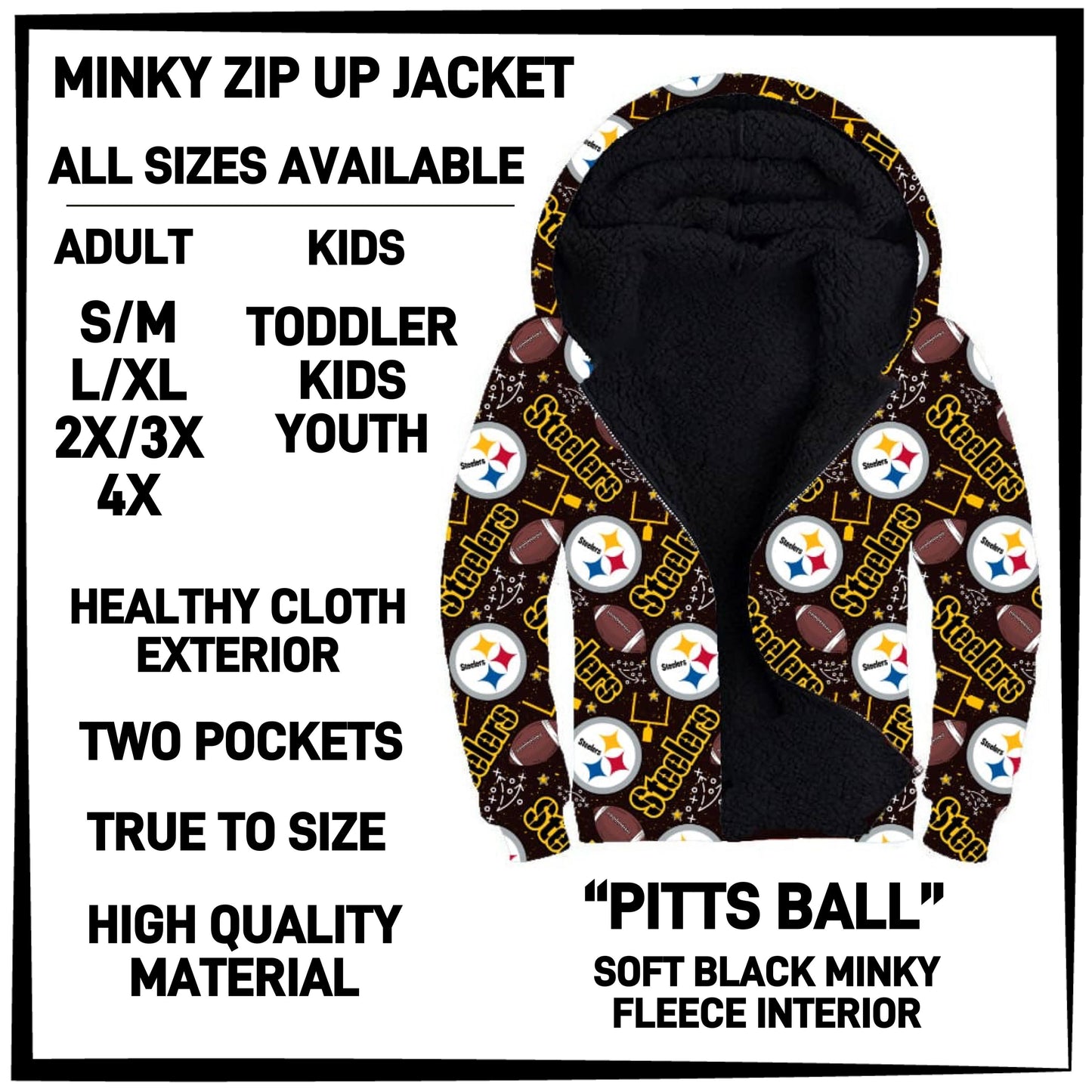 MK3J - Pitts Ball Minky Zip Up Jacket - Preorder Closing 12/23 ETA: Late Feb