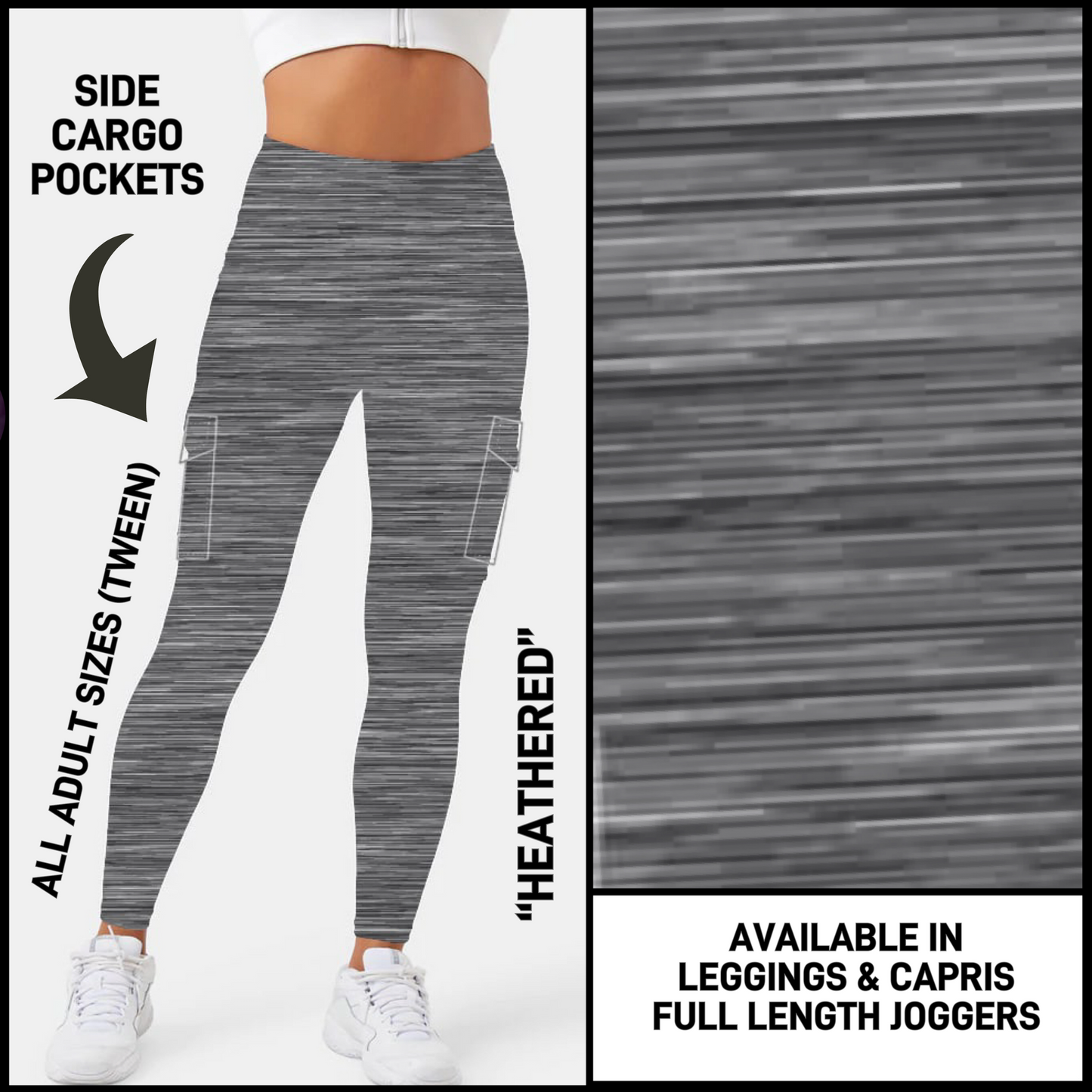 CP3B - Heathered Capris/Leggings/Unisex Joggers with Cargo Pockets - Preorder Closing 5/31 ETA: Early July