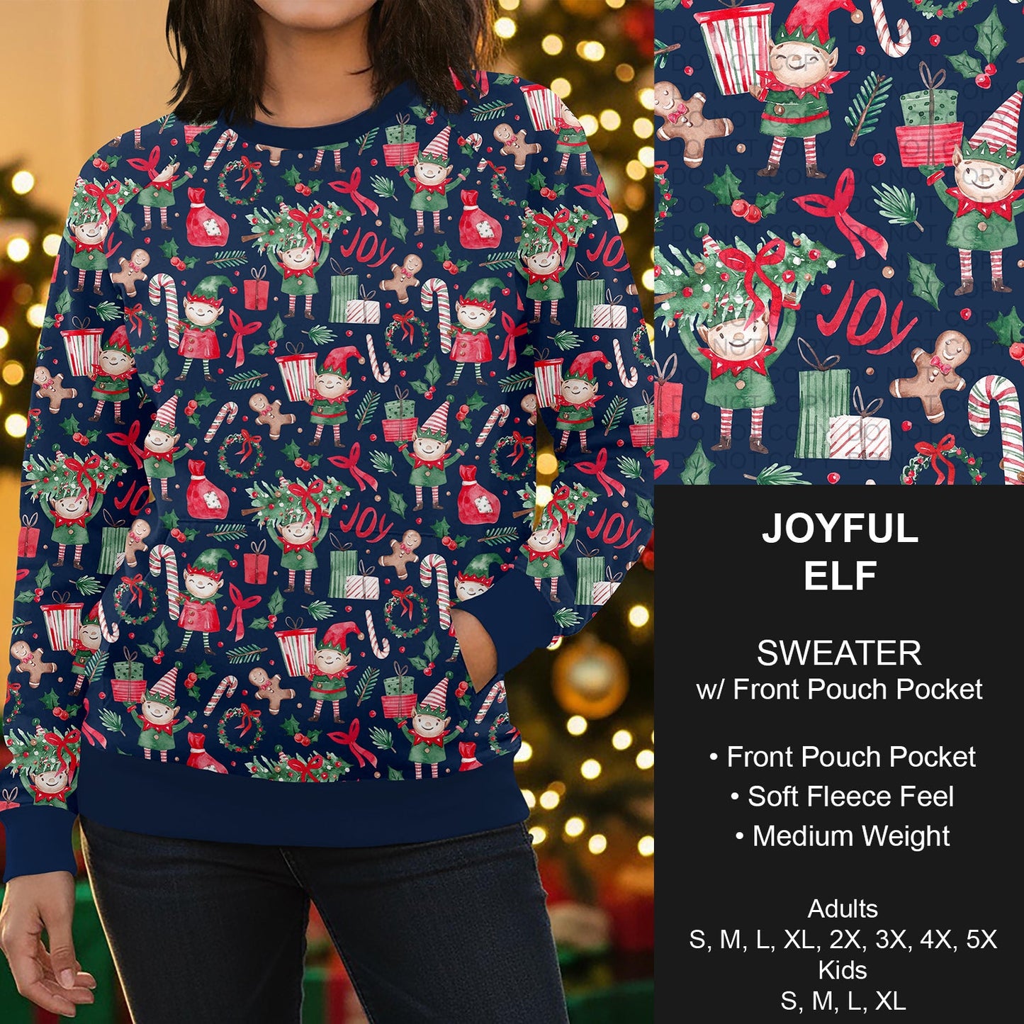 B303 - Preorder Joyful Elf Sweater w/ Front Pocket (Closes 7/26. ETA early Oct.)