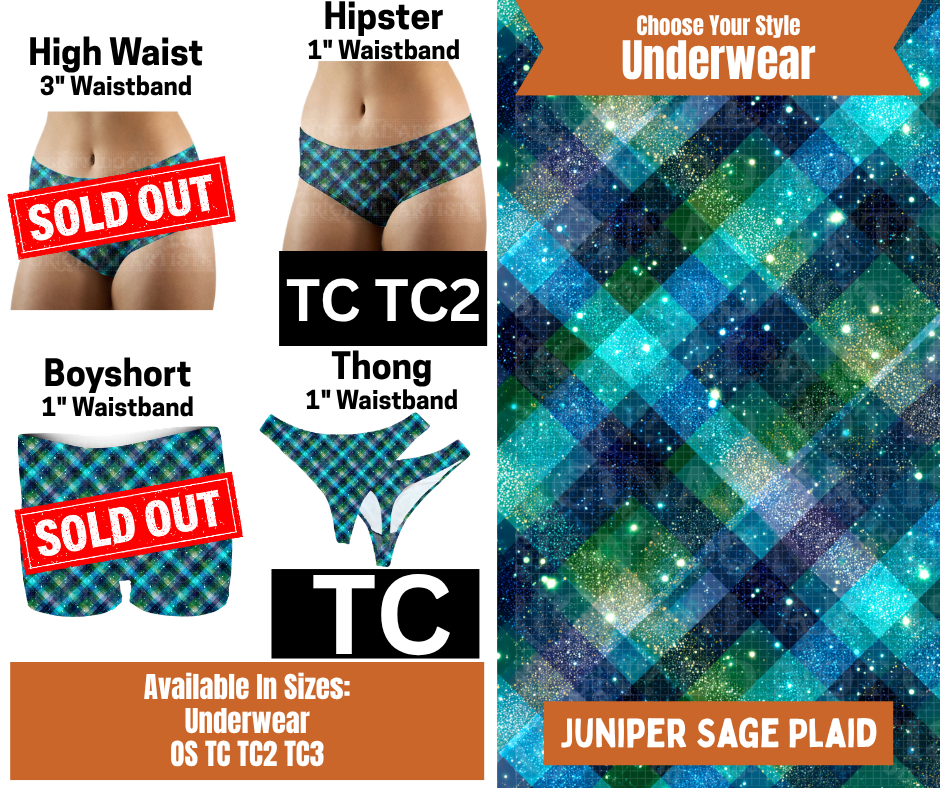 Juniper Sage Plaid Hipster & Thong Underwear