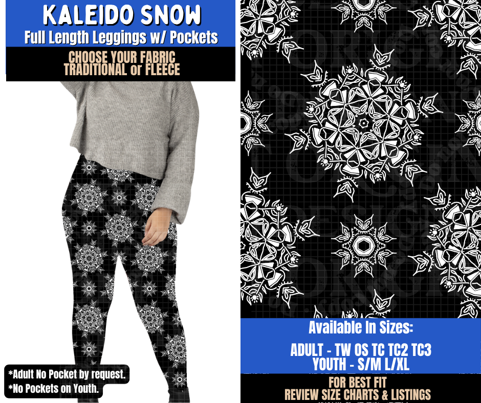 Preorder! Closes 9/10. ETA Dec. Kaleido Snow Leggings Choose Fleece or Traditional