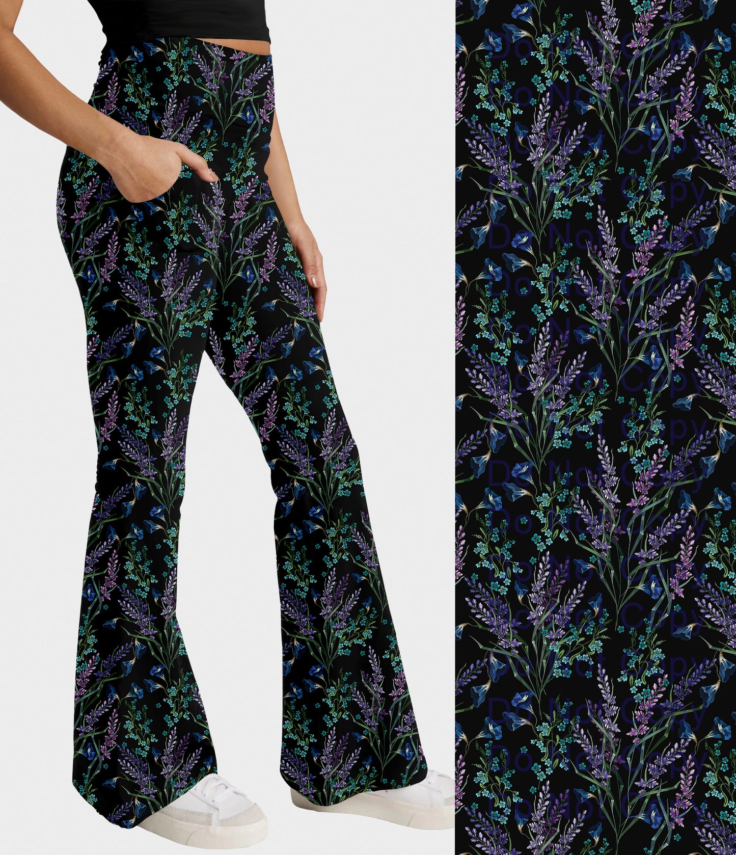 RTS - Lavender Meadow Flare Leggings w/ Pockets