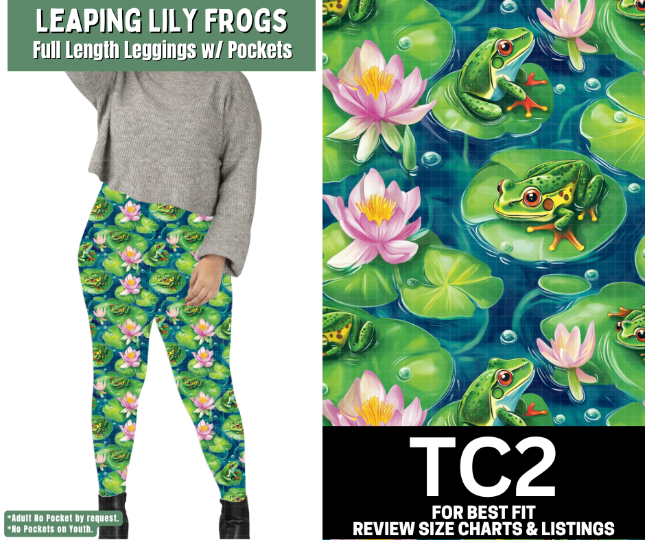 Leaping Lily Frogs Full Length Leggings w/ Pockets