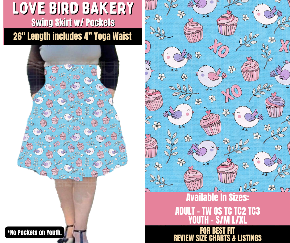 Preorder! Closes 10/15. ETA Jan. Love Bird Bakery Swing Skirt