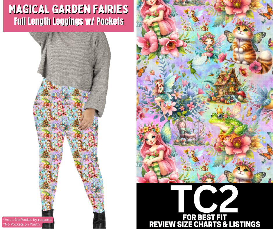 Magical Garden Fairies Full Length Leggings w/ Pockets