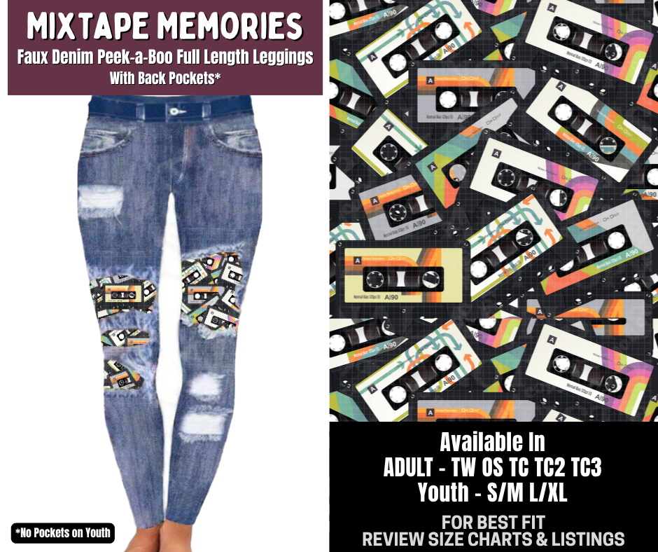 Preorder! Closes 9/14. ETA Dec. Mixtape Memories Full Length Faux Denim Peekaboo