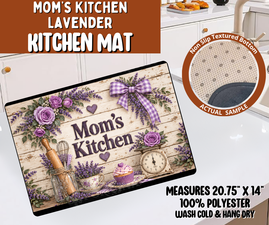 Preorder! Closes 10/19. ETA Jan. Mom's Kitchen Lavendar Kitchen Mat