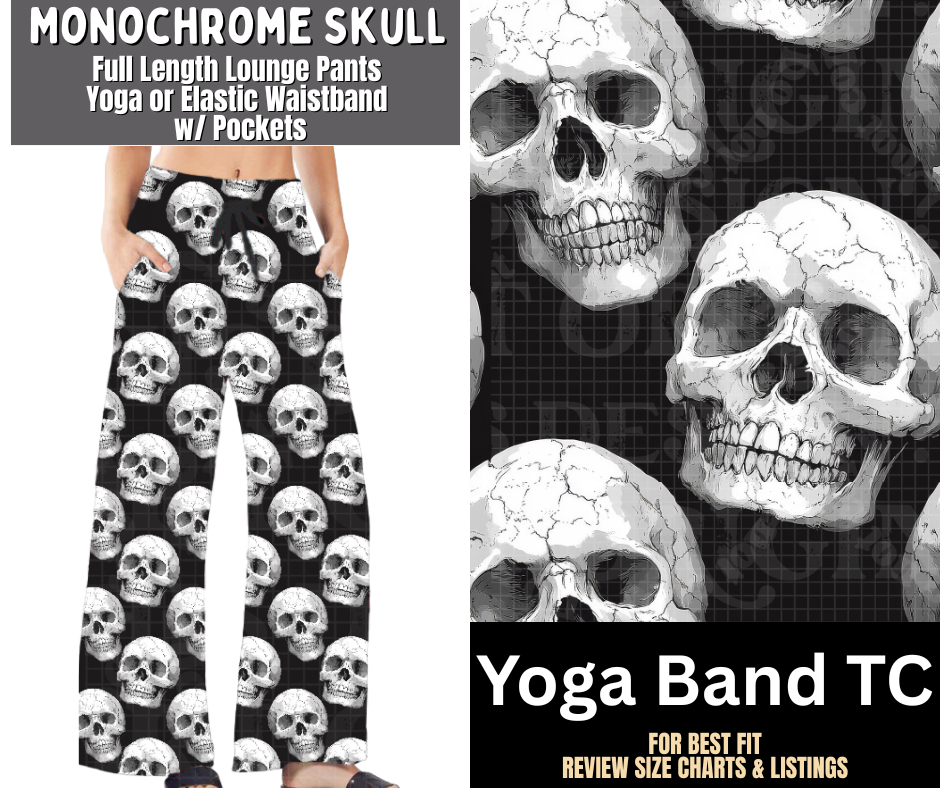 Monochrome Skull Full Length Lounge Pants