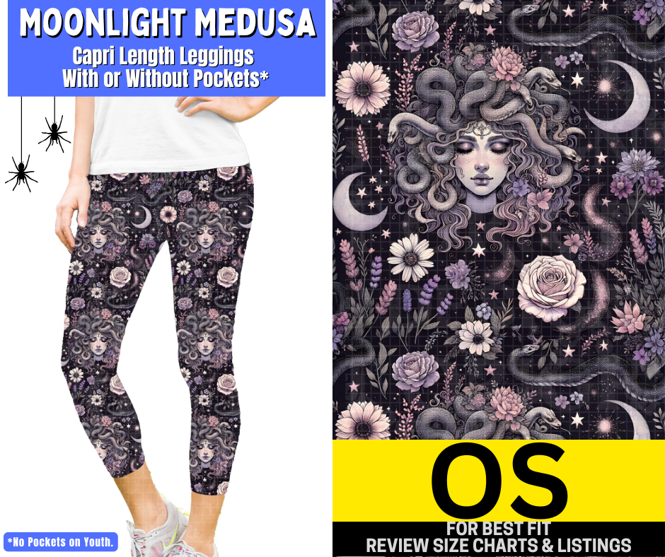 Moonlight Medusa Capri Length Leggings w/ Pockets
