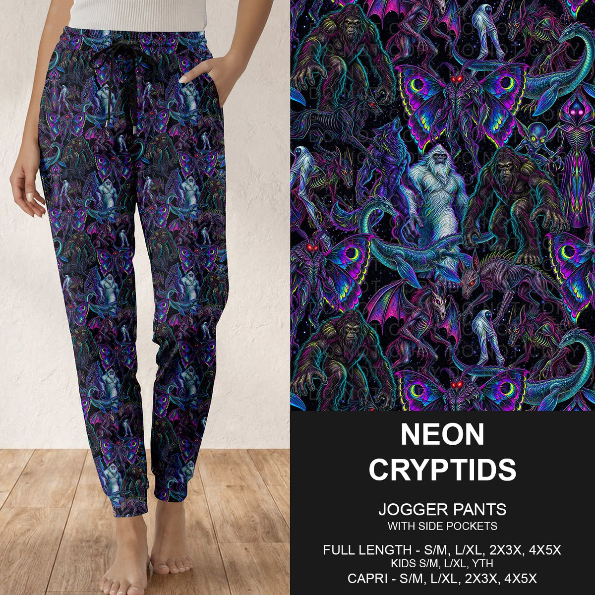 B320 - Preorder Neon Cryptids Joggers (Closes 11/08. ETA: mid Jan.)