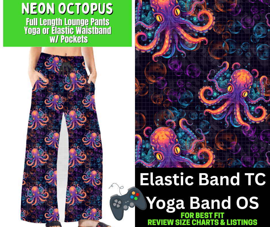 Neon Octopus Full Length Lounge Pants