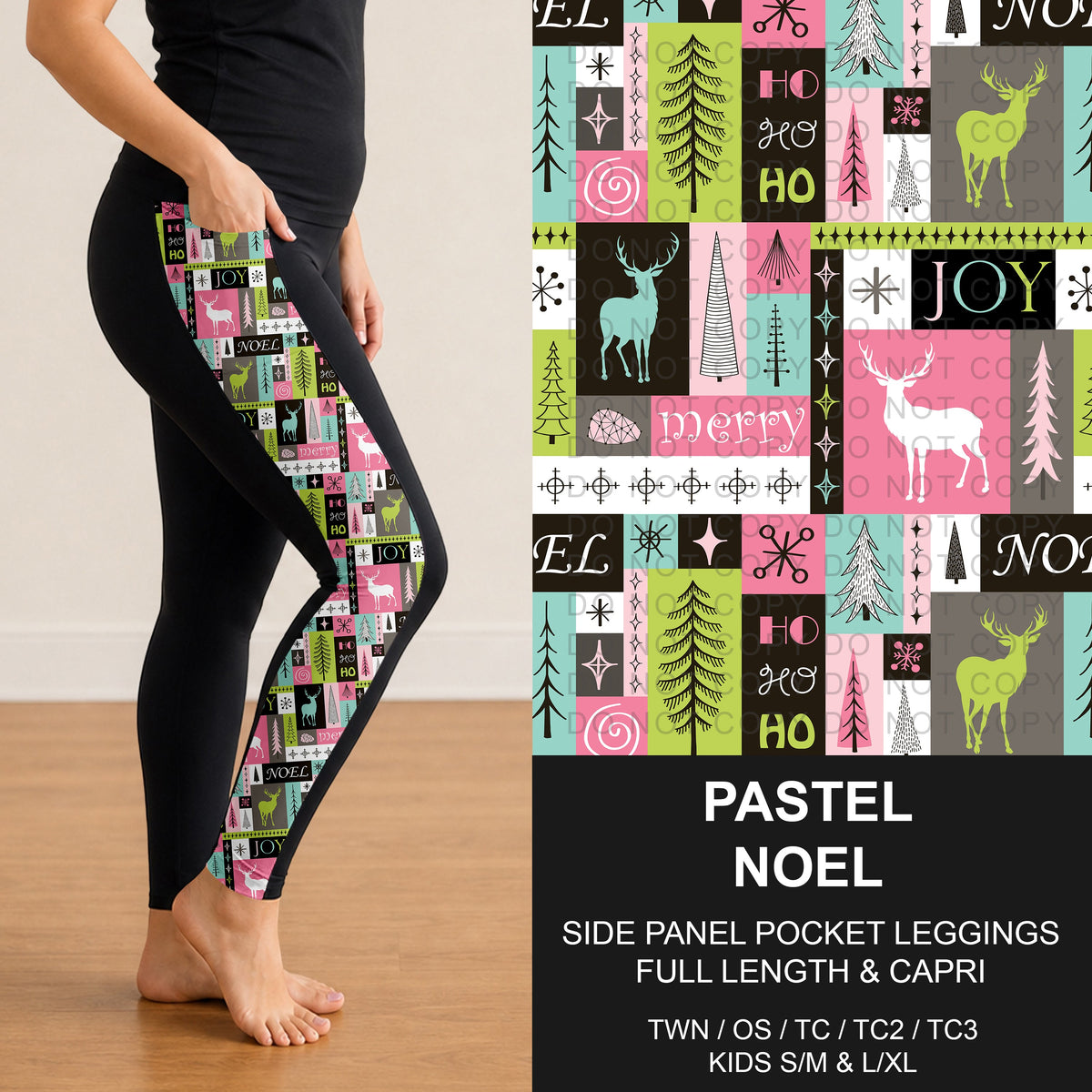 B315 - Preorder Pastel Noel Side Panel Pocket Leggings (Closes 10/04. ETA: early Dec.)