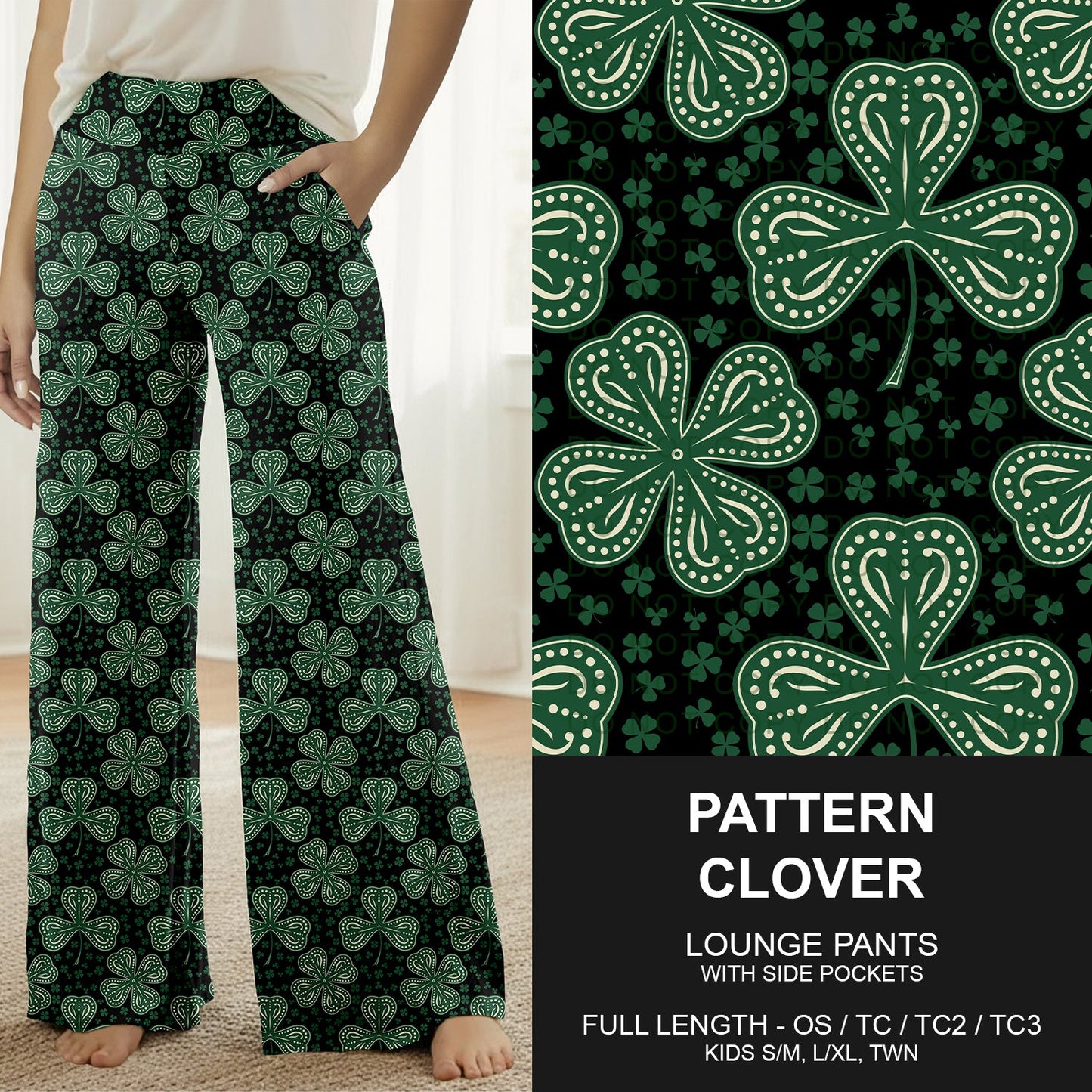 B268 - Preorder Pattern Clovers Lounge Pants (Closes 12/28. ETA mid Feb.)