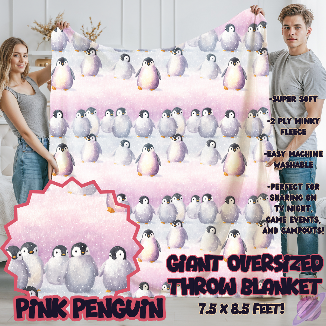 PINK PENGUIN- OVERSIZED THROW BLANKET