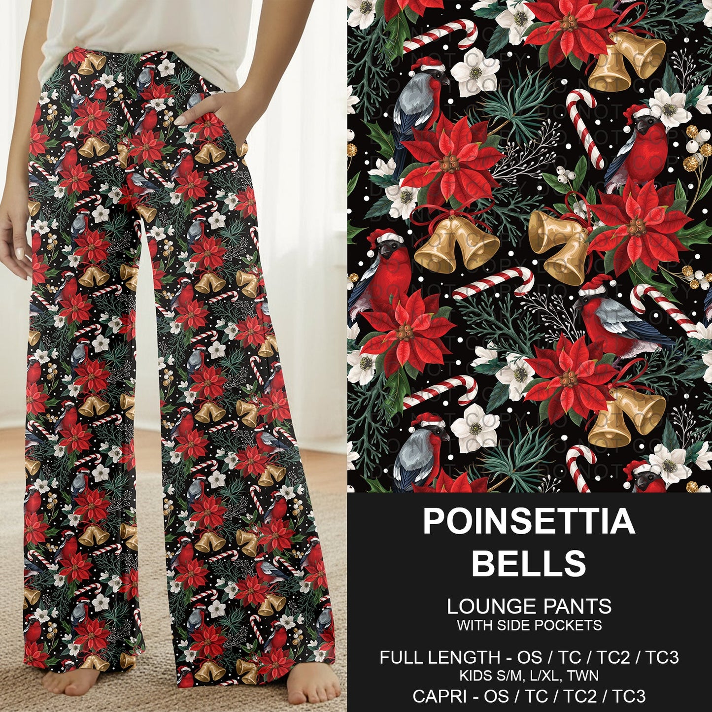 B312 - Preorder Poinsettia Bells Lounge Pants (Closes 9/13. ETA: mid Nov.)