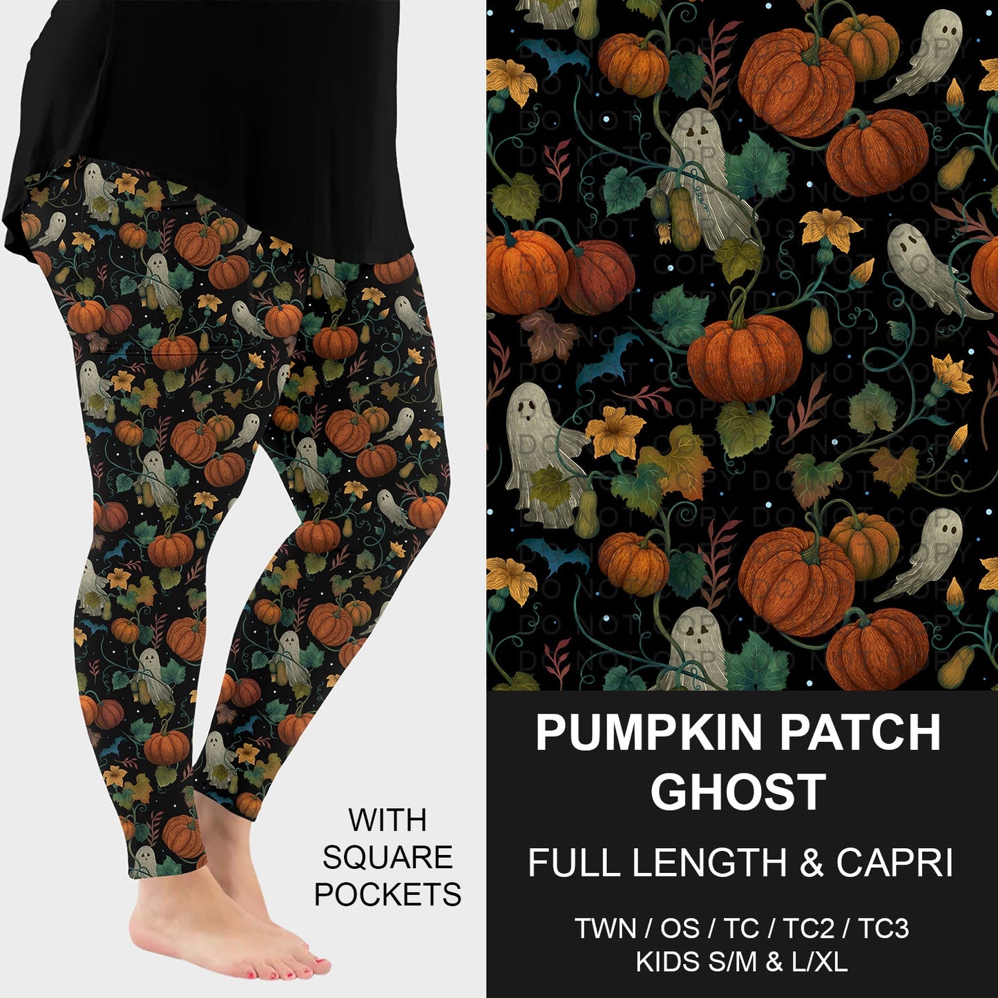 B299 - Preorder Pumpkin Patch Ghost Leggings w/ Pockets (Closes 7/12. ETA: mid Sept.)