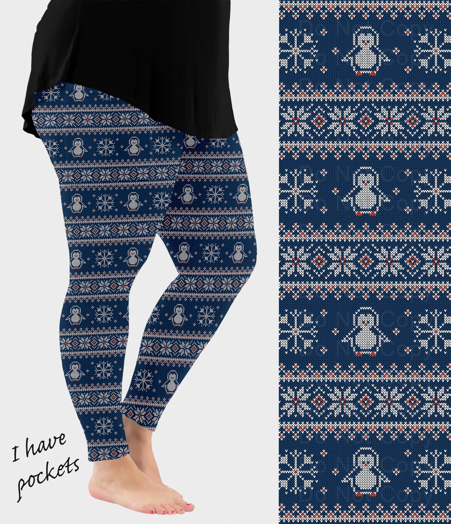 RTS - Penguin Sweater Leggings w/ Pockets