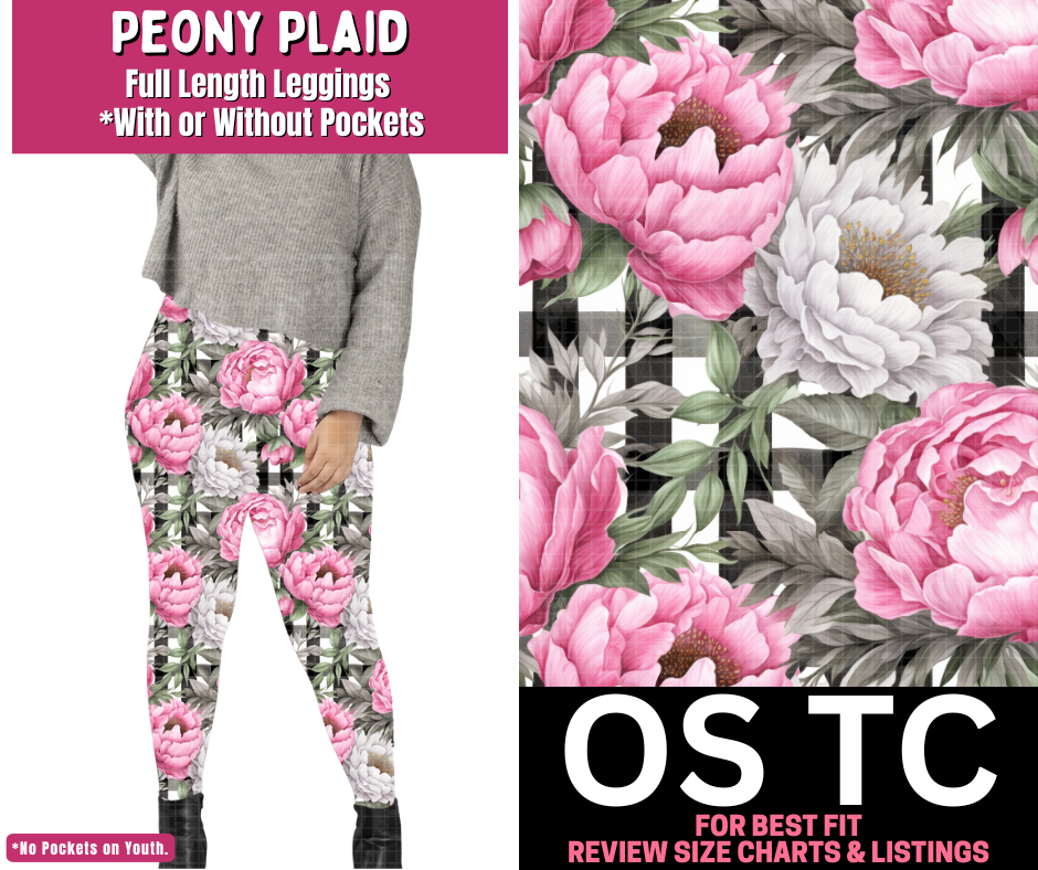 Peony Plaid Full Length Leggings w/ Pockets