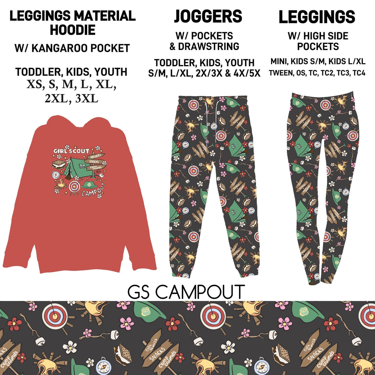 302BT - GS Campout Leggings Material Hoodie/Leggings/Full Joggers - Preorder Due 10/25 ETA: Late Dec