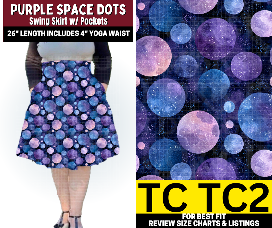 Purple Space Dots Swing Skirt