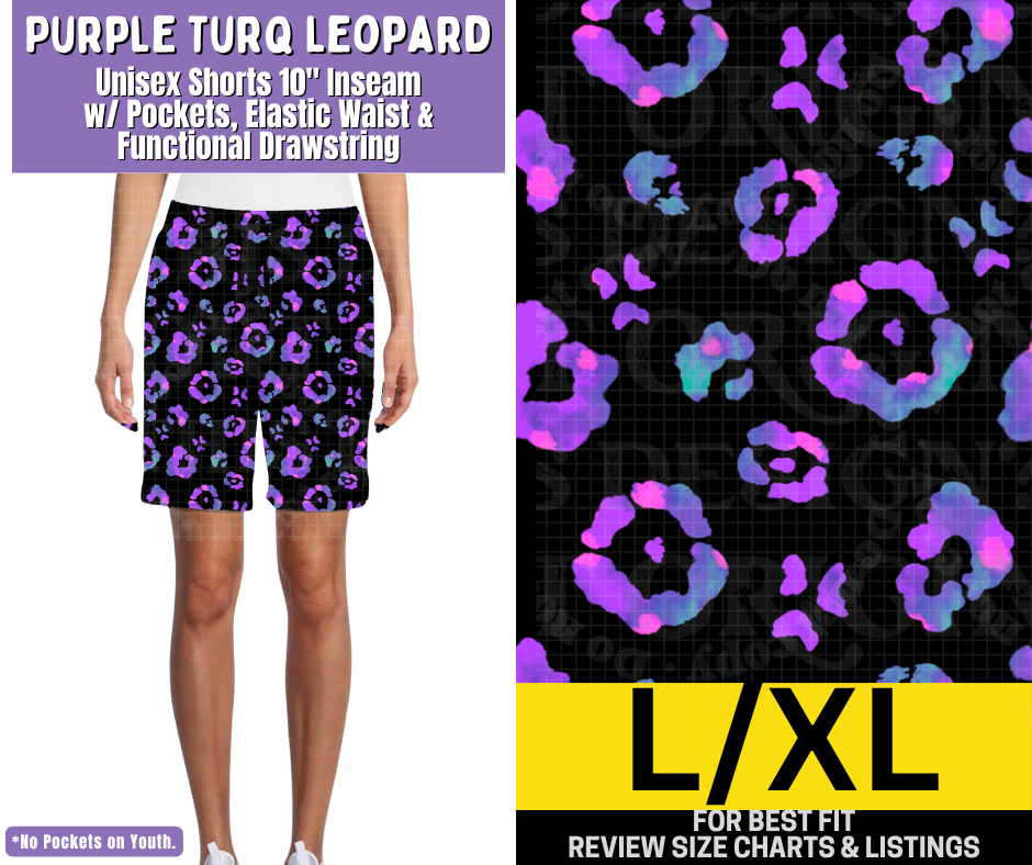 Purple Turq Leopard Unisex Shorts