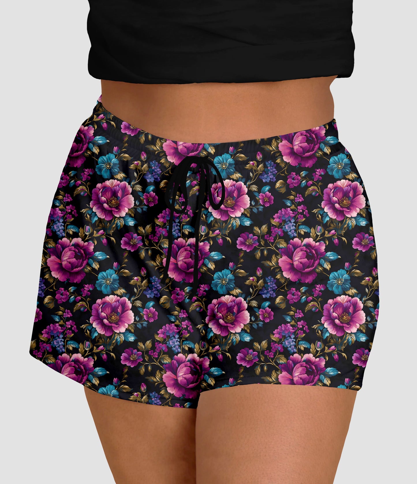 RTS - Purple and Blue Floral Jogger Shorts