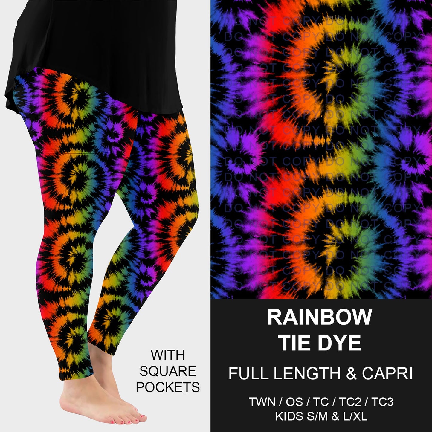 B269 - Preorder Rainbow Tie Dye Leggings w/ Pockets (Closes 12/28. ETA: early March)