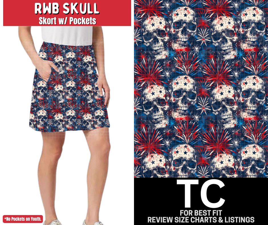 RWB Skull Skort