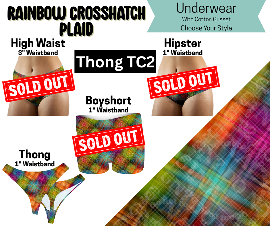 Rainbow Crosshatch Thong Underwear