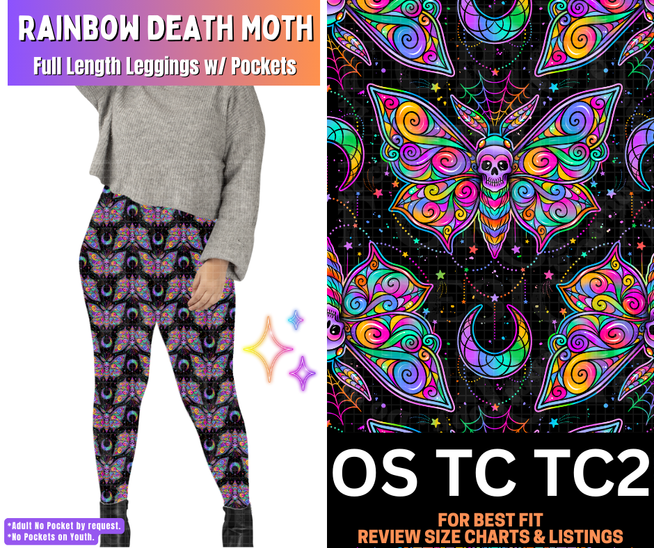 Rainbow Death Moth Full Length Leggings w/ Pockets