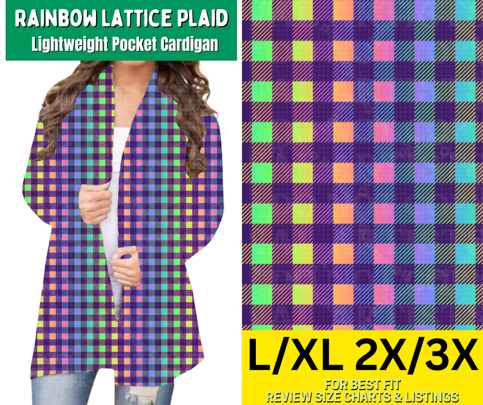 Rainbow Lattice Plaid Pocket Cardigan