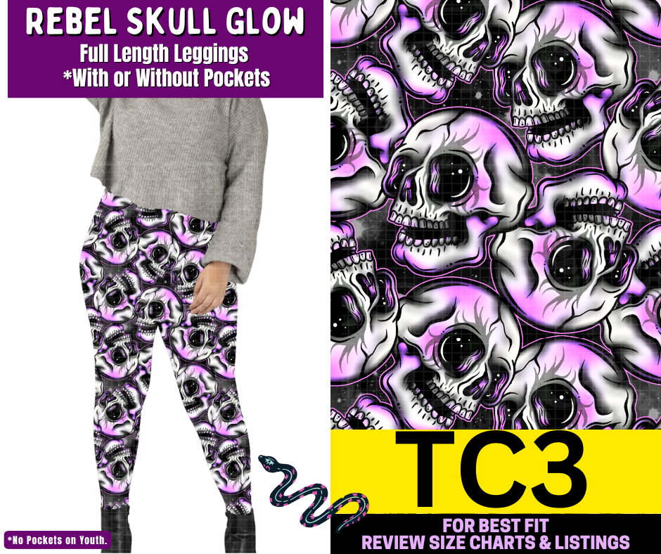 Rebel Skull Glow Full Length Leggings w/ Pockets