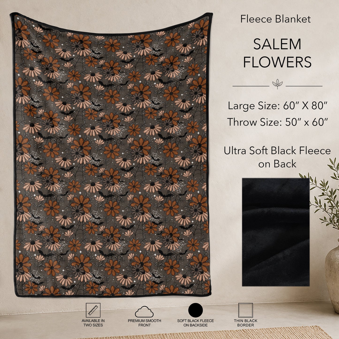 B304 - Pre-Order Salem Flowers Fleece Blanket (Closes 7/31. ETA: early Oct)
