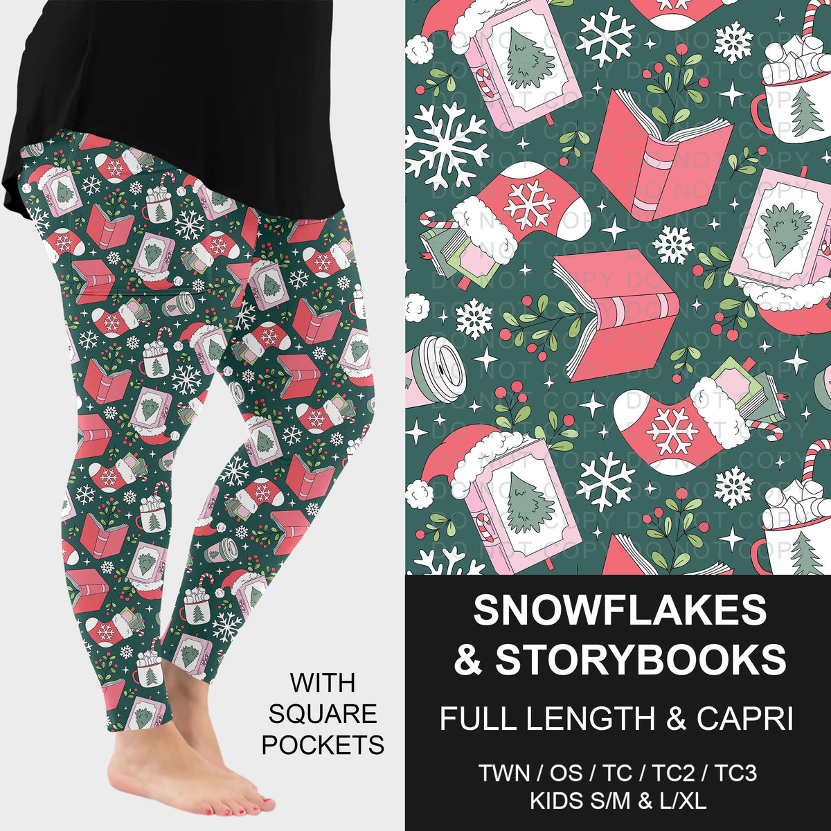 B315 - Preorder Snowflakes and Storybooks Leggings w/ Pockets (Closes 10/04. ETA: early Dec.)