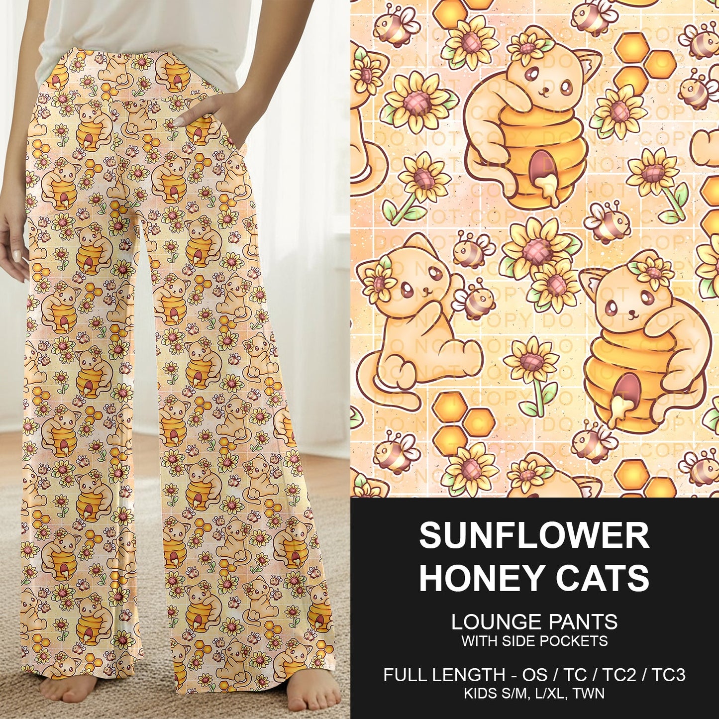 B267 - Preorder Sunflower Honey Cats Lounge Pants (Closes 12/21. ETA late Feb.)
