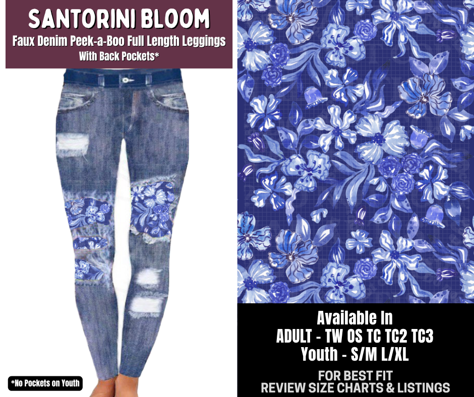 Preorder! Closes 9/14. ETA Dec. Santorini Bloom Full Length Faux Denim Peekaboo