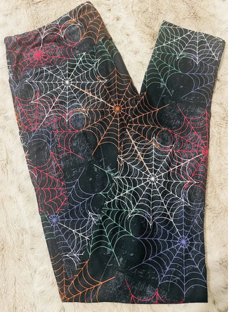 Colorful Webs Full Length Leggings With Pockets