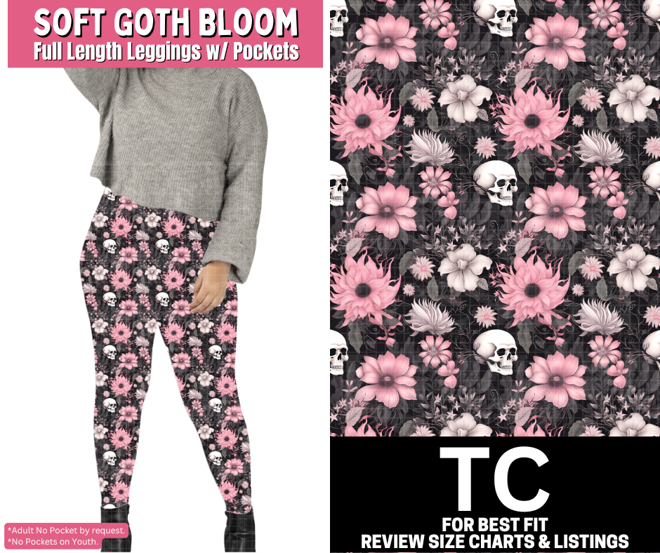Soft Goth Bloom Full Length Leggings w/ Pockets