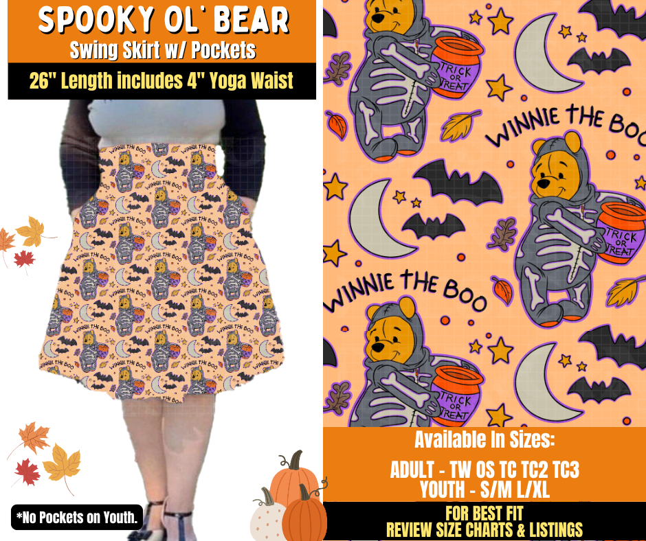 Preorder! Closes 7/16. ETA Oct. Spooky Ol' Bear Swing Skirt