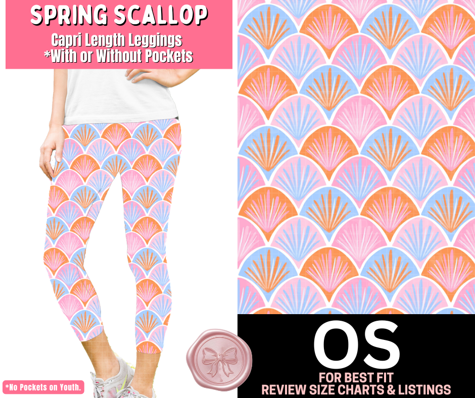 Spring Scallop Capri Length Leggings w/ Pockets