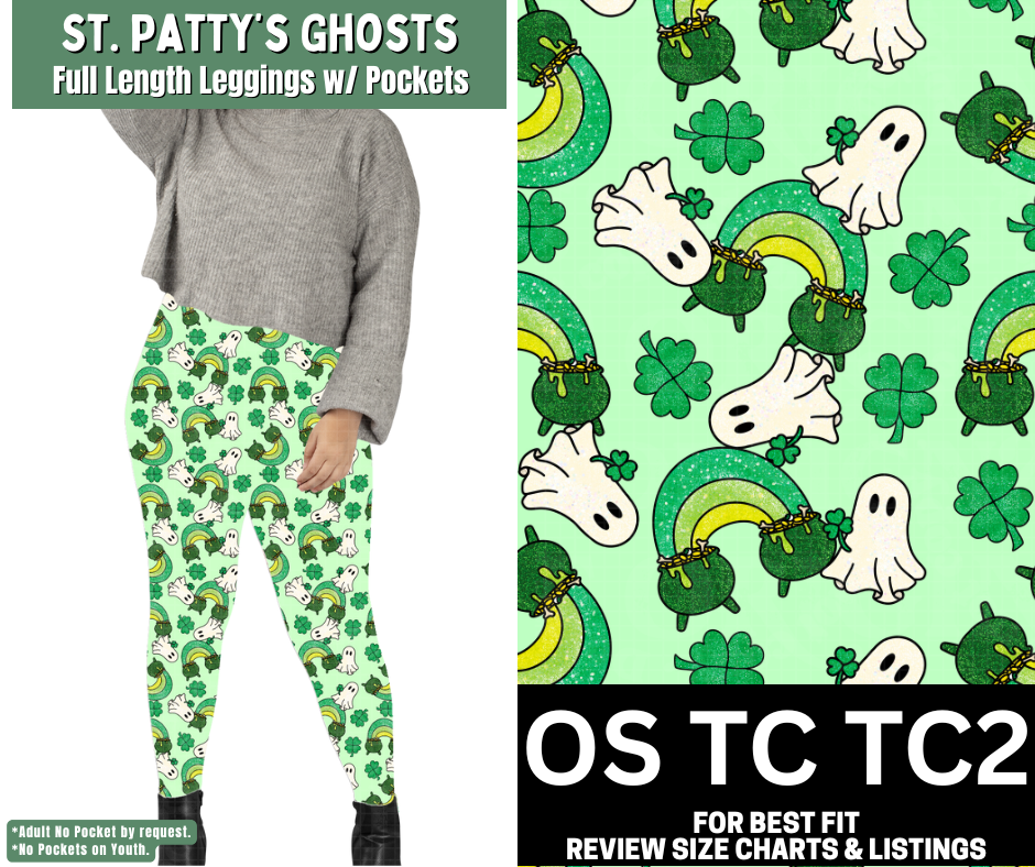 St. Patty's Ghosts Full Length Leggings w/ Pockets