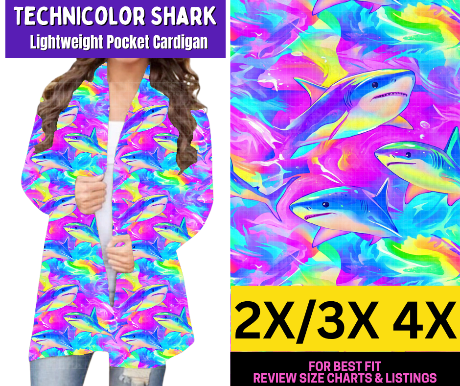 Technicolor Shark Pocket Cardigan