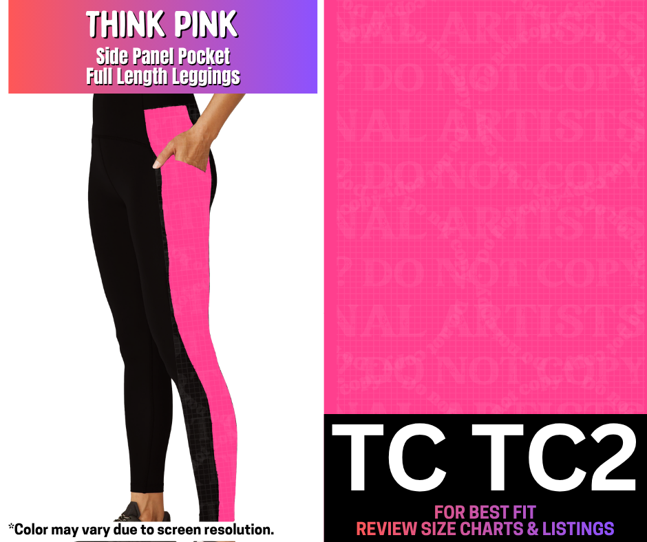 Think Pink Side Panel Pocket Full Length Leggings