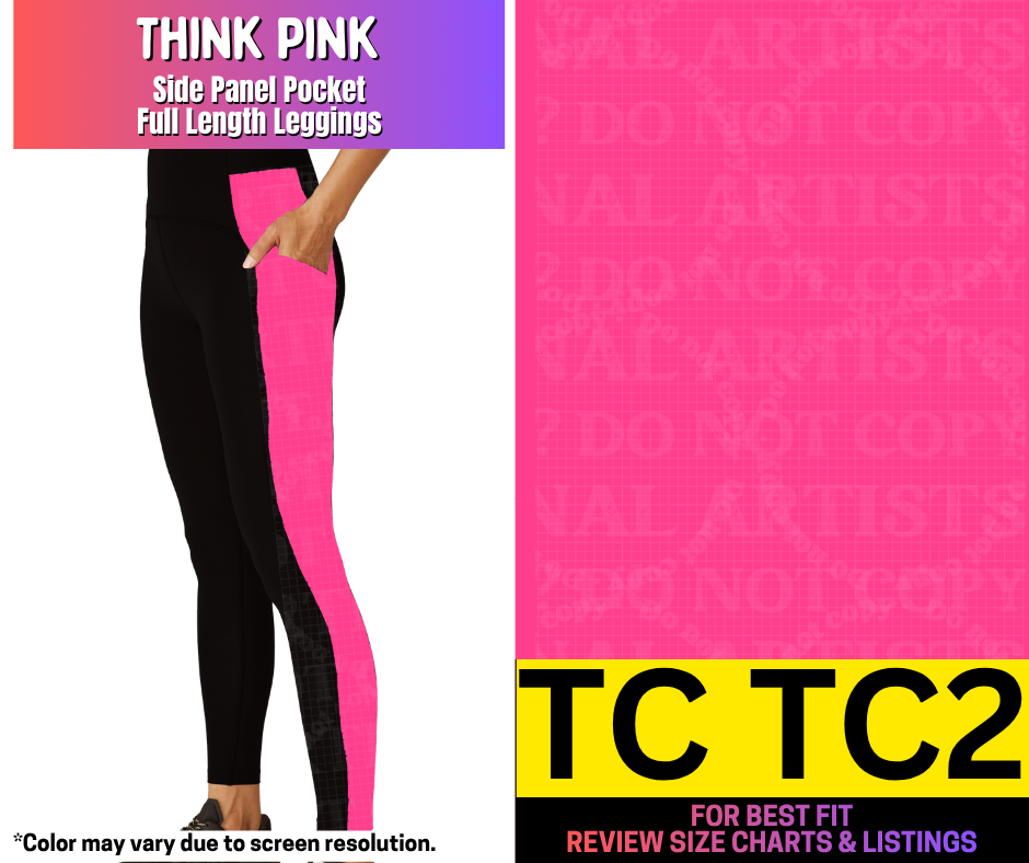 Think Pink Side Panel Pocket Full Length Leggings
