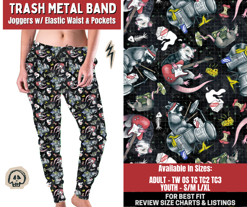 Preorder! Closes 12/22. ETA March. Trash Metal Band Joggers
