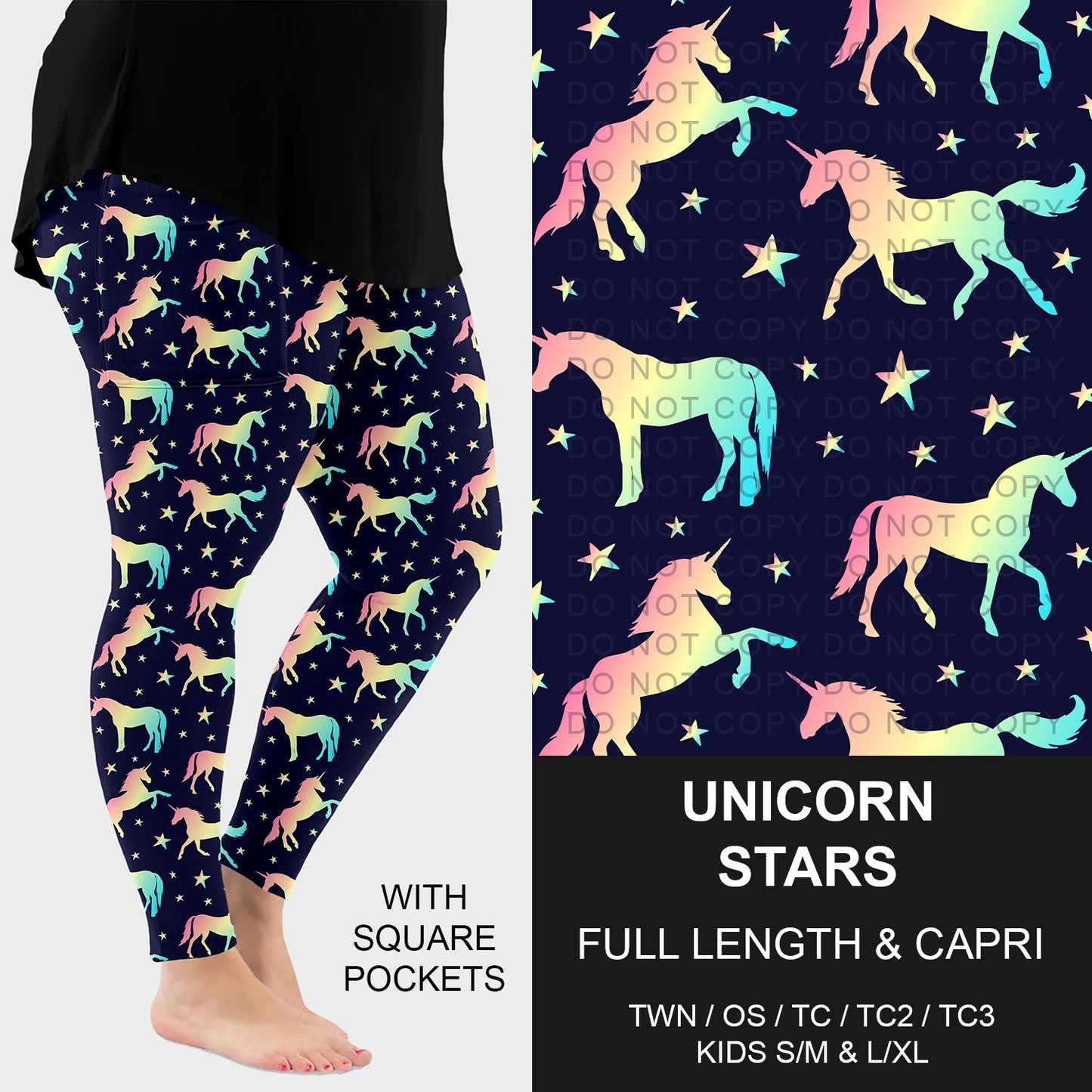 B265 - Preorder Unicorn Stars Leggings w/ Pockets (Closes 12/14. ETA: mid Feb.)